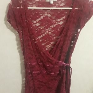 Burgundy Lace cover up
